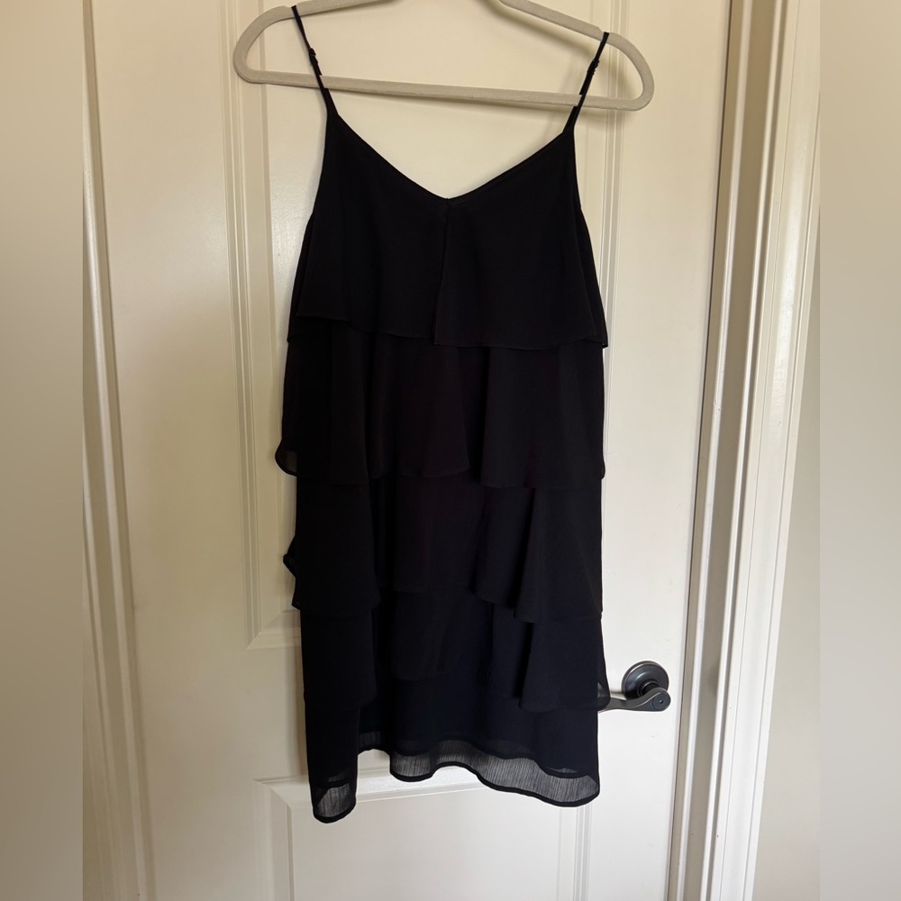 Madewell Black layered chiffon mini dress. Size small.